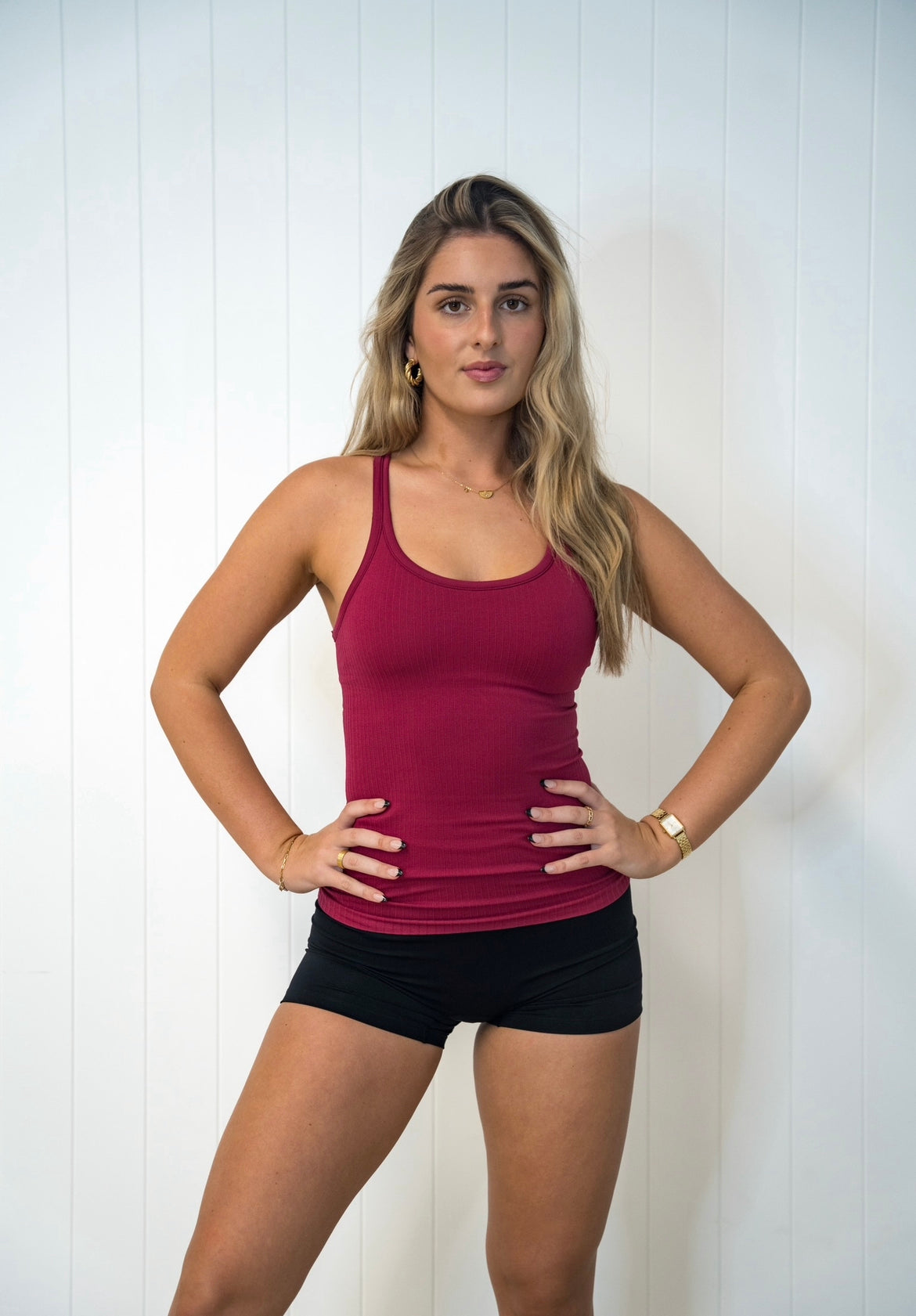 Rach Ribbed Mid Length Muscle Singlet
