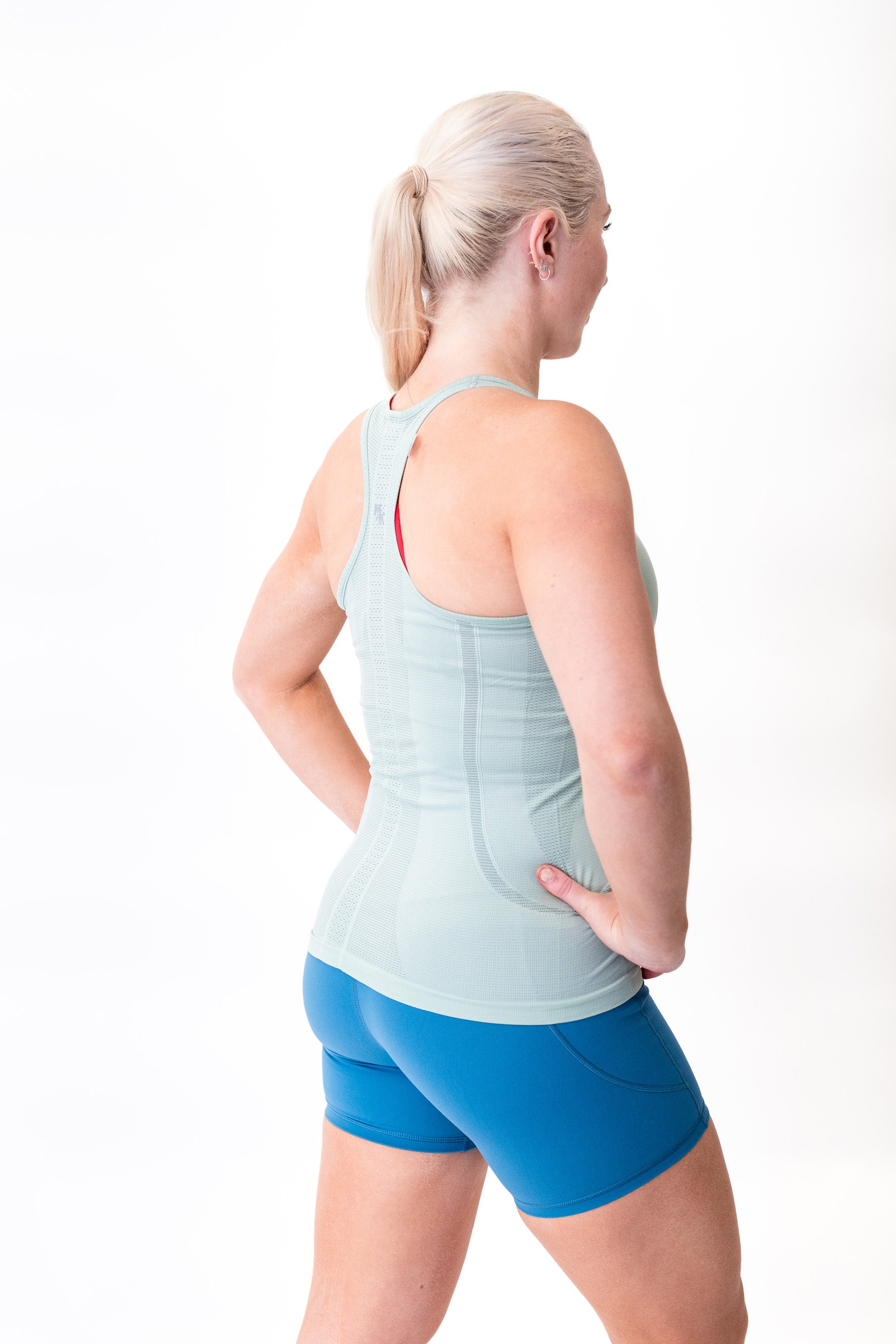 Nicole Singlet Pale Green & Burgundy