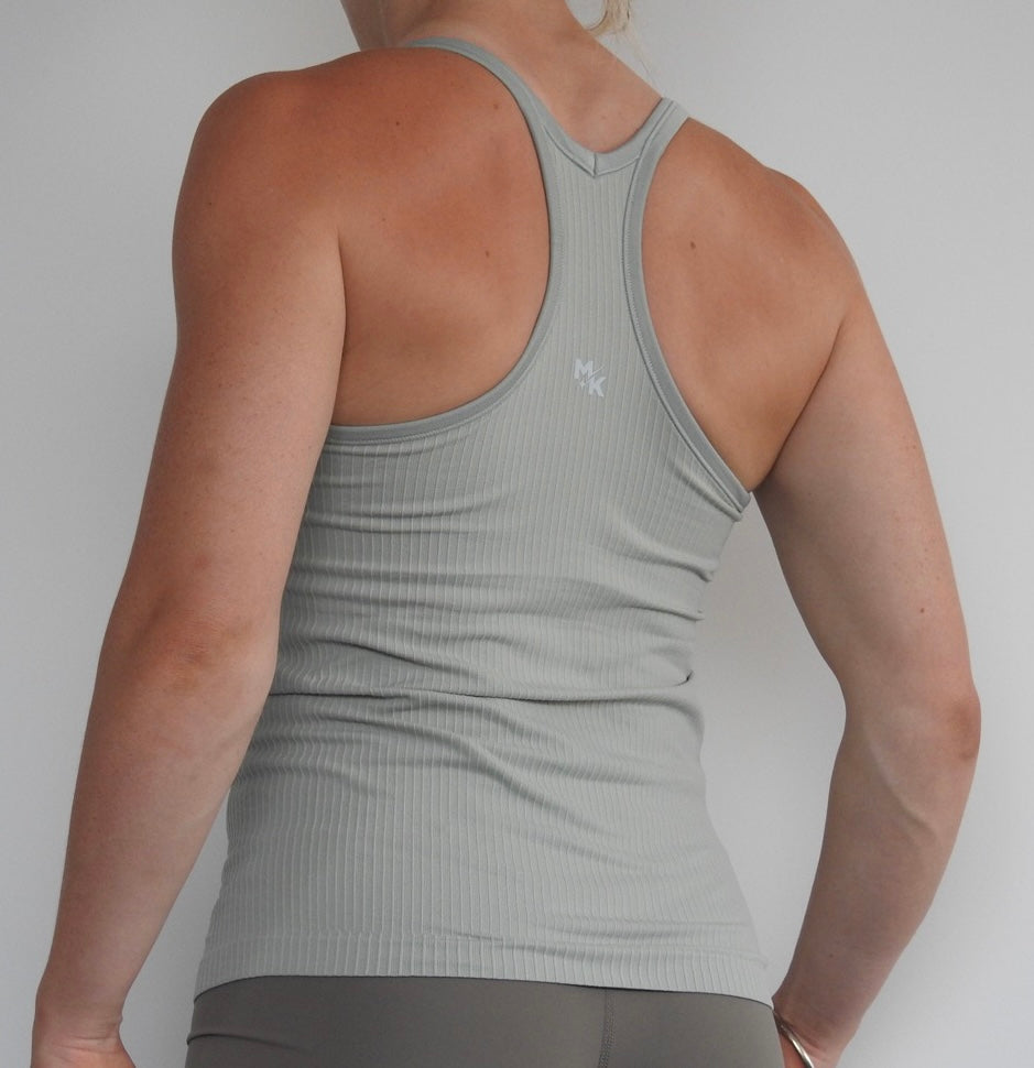 Rach Ribbed Long Muscle Singlet Pale Green